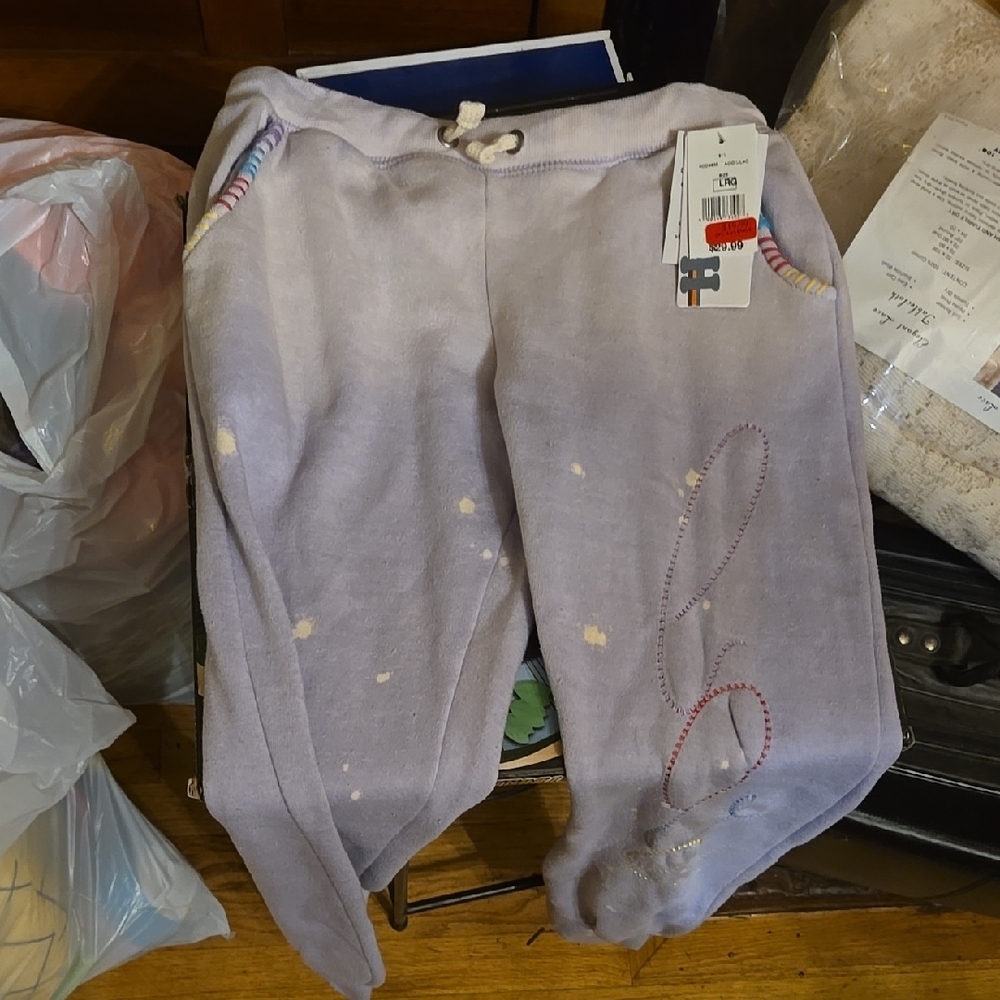 Purple Embroidered Sweatpants